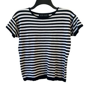 Black and White Striped Women Top